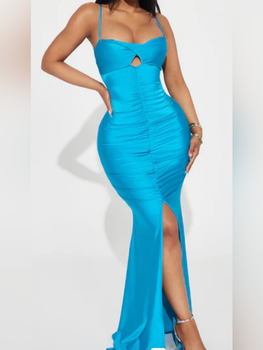 Fashion Nova Bright Turquoise Spaghetti-Strap Maxi Dress